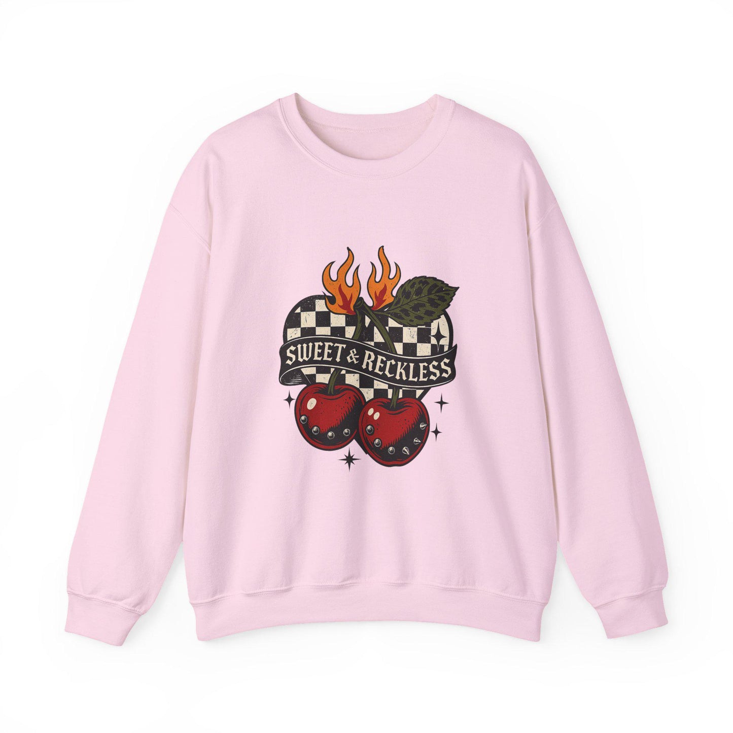Edgy yallternative "sweet & reckless" cherry heart PNG graphic INSTANT digital download for tshirt sublimation or dtf