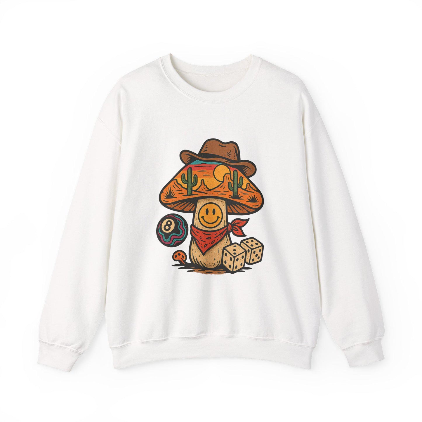 Trippy western desert smiley mushroom 8ball dice PNG graphic INSTANT digital download for tshirt sublimation or dtf