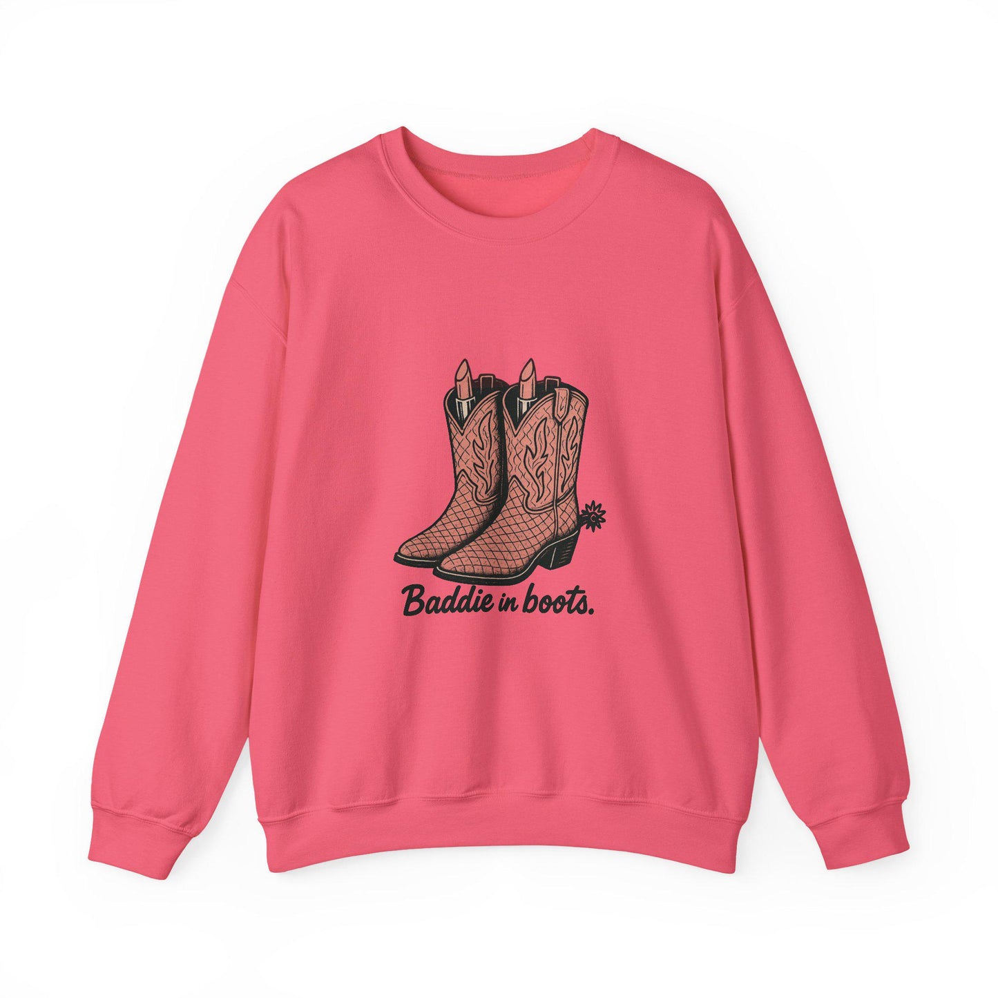 Western "Baddie in boots" pink snake skin boots spur lipstick PNG graphic INSTANT digital download for tshirt sublimation or dtf