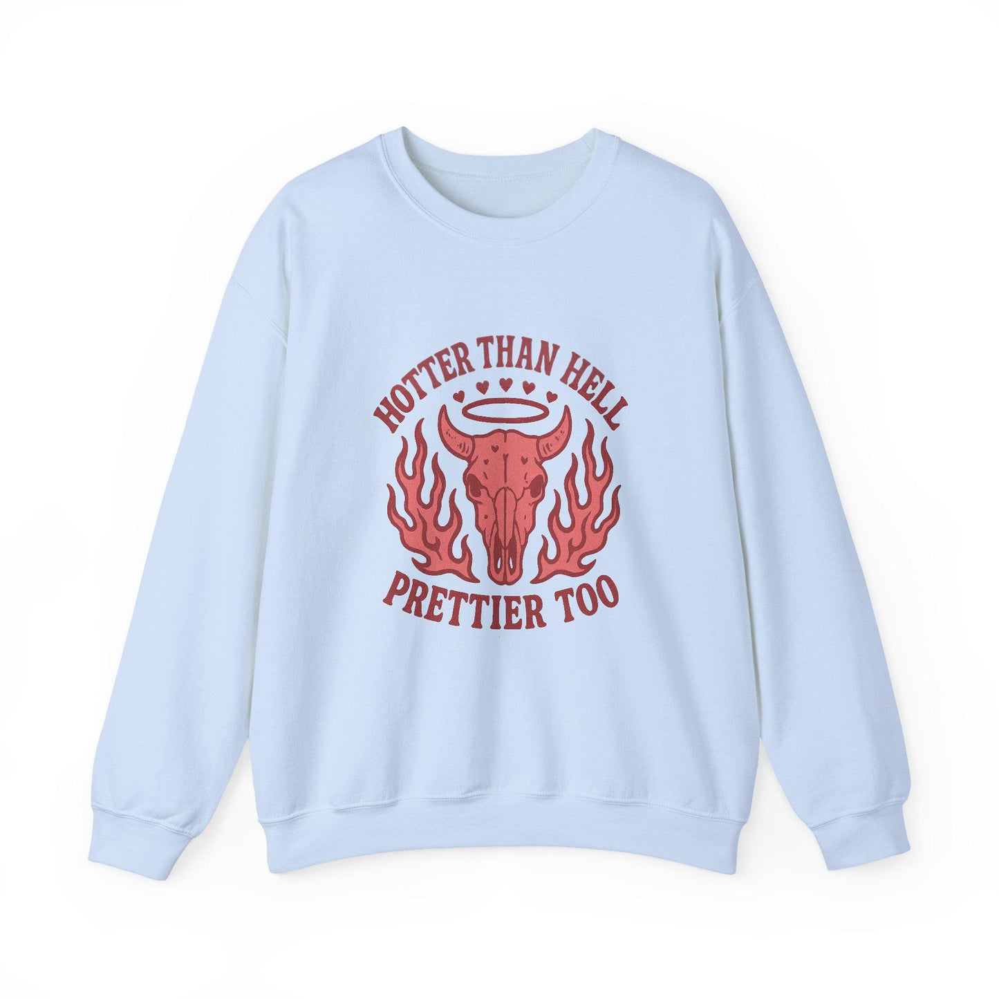 Western "hotter than hell, prettier too" pink flaming bull skull PNG graphic INSTANT digital download for tshirt sublimation or dtf
