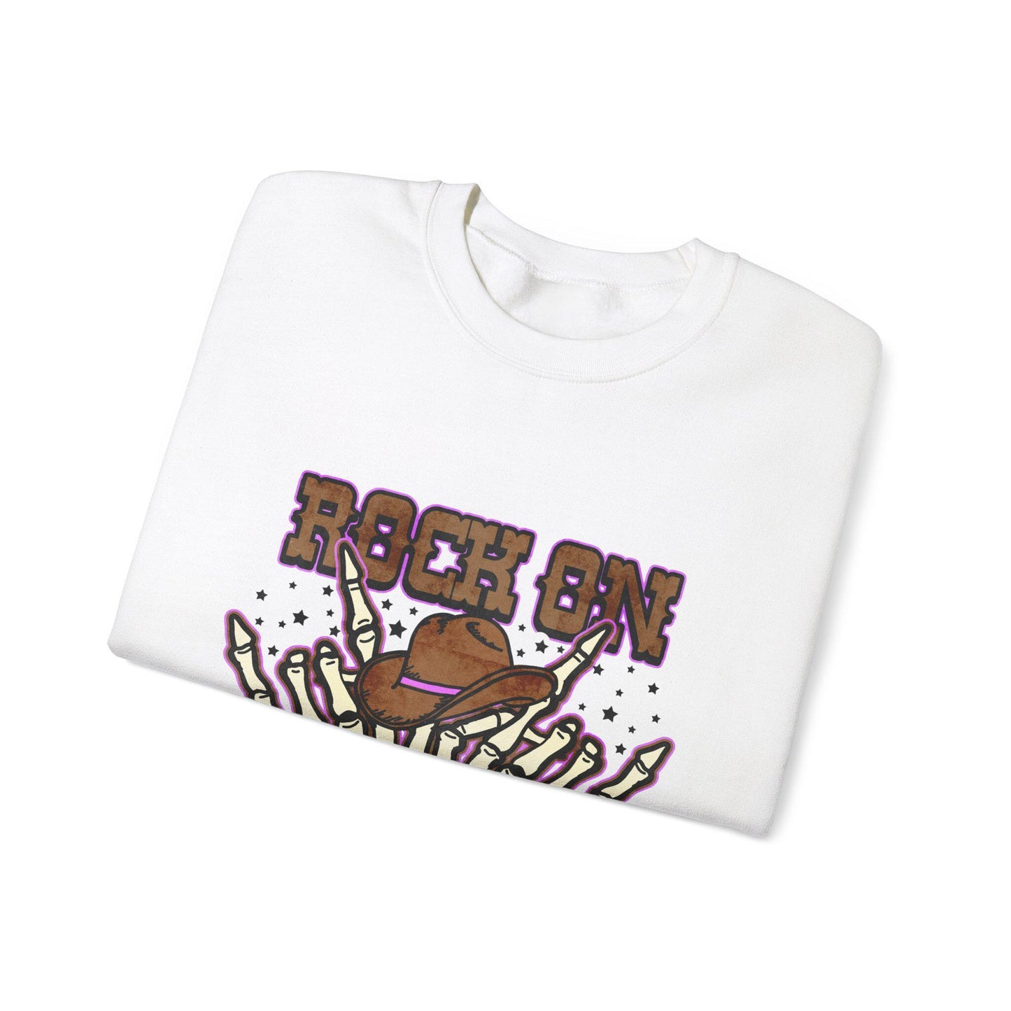 Rock on cowgirl western skeleton cowgirl hat vintage graphic png tshirt design