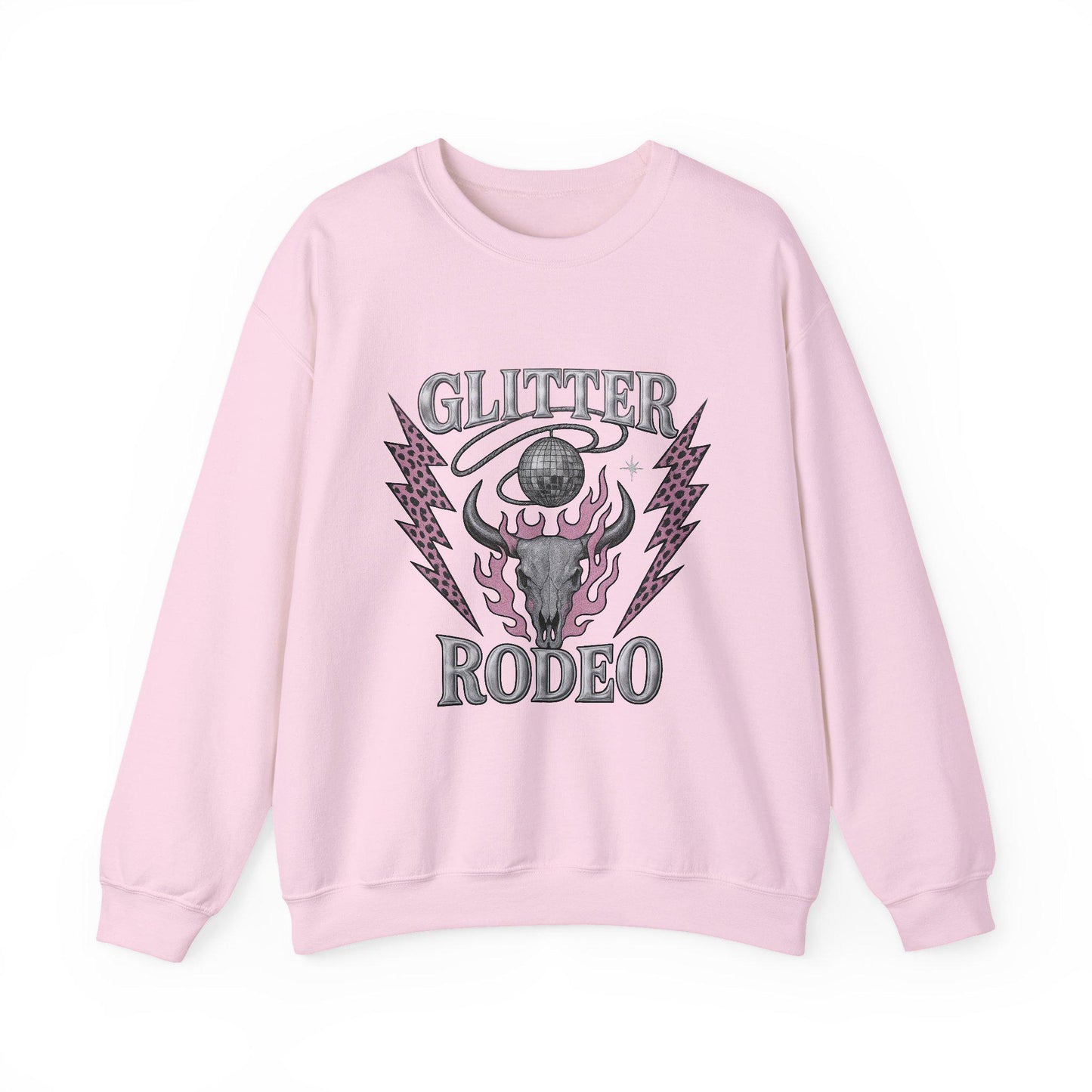 Western "Glitter Rodeo" bull skull disco lightning flame PNG graphic INSTANT digital download for tshirt sublimation or dtf