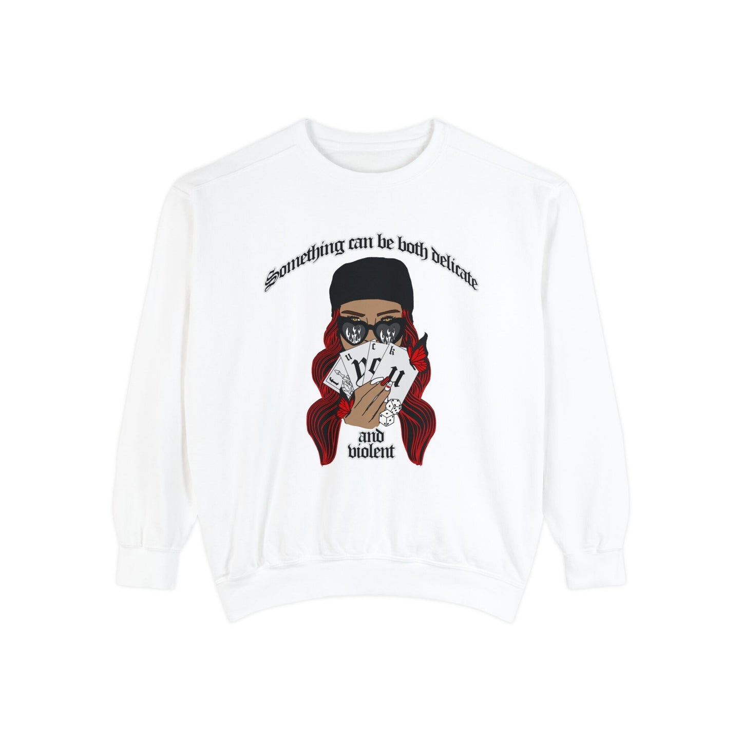 Grunge Alternative girl holding cards butterfly dice tshirt graphic png digital download