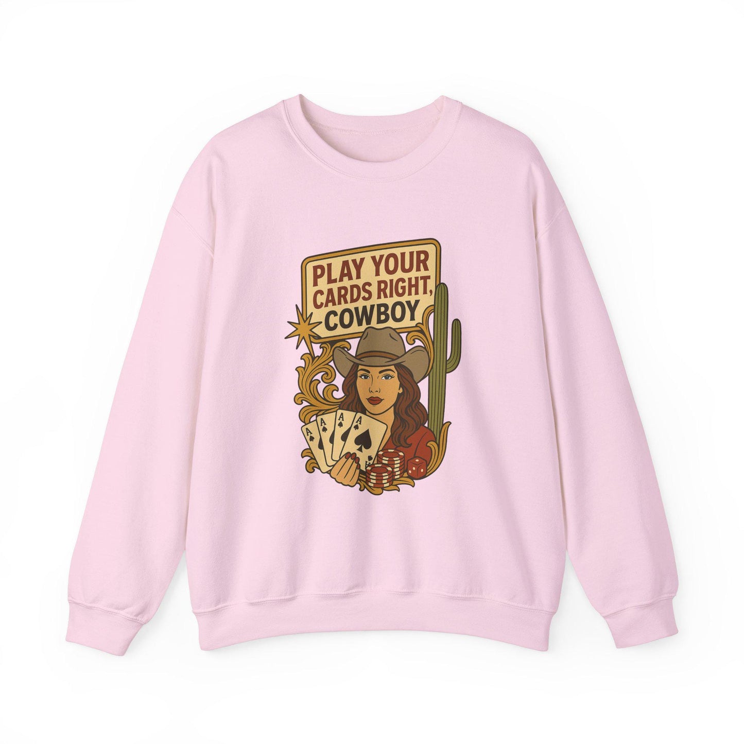 Western cowgirl casino "play your cards right" png graphic digital download for tshirt sublimation or dtf