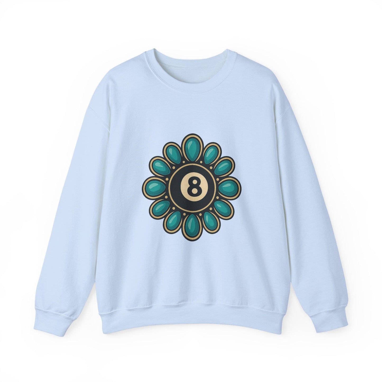 Turquoise 8 Ball Flower PNG | Western Retro Graphic | Sublimation or DTF Digital Download for T-Shirts and Crafts