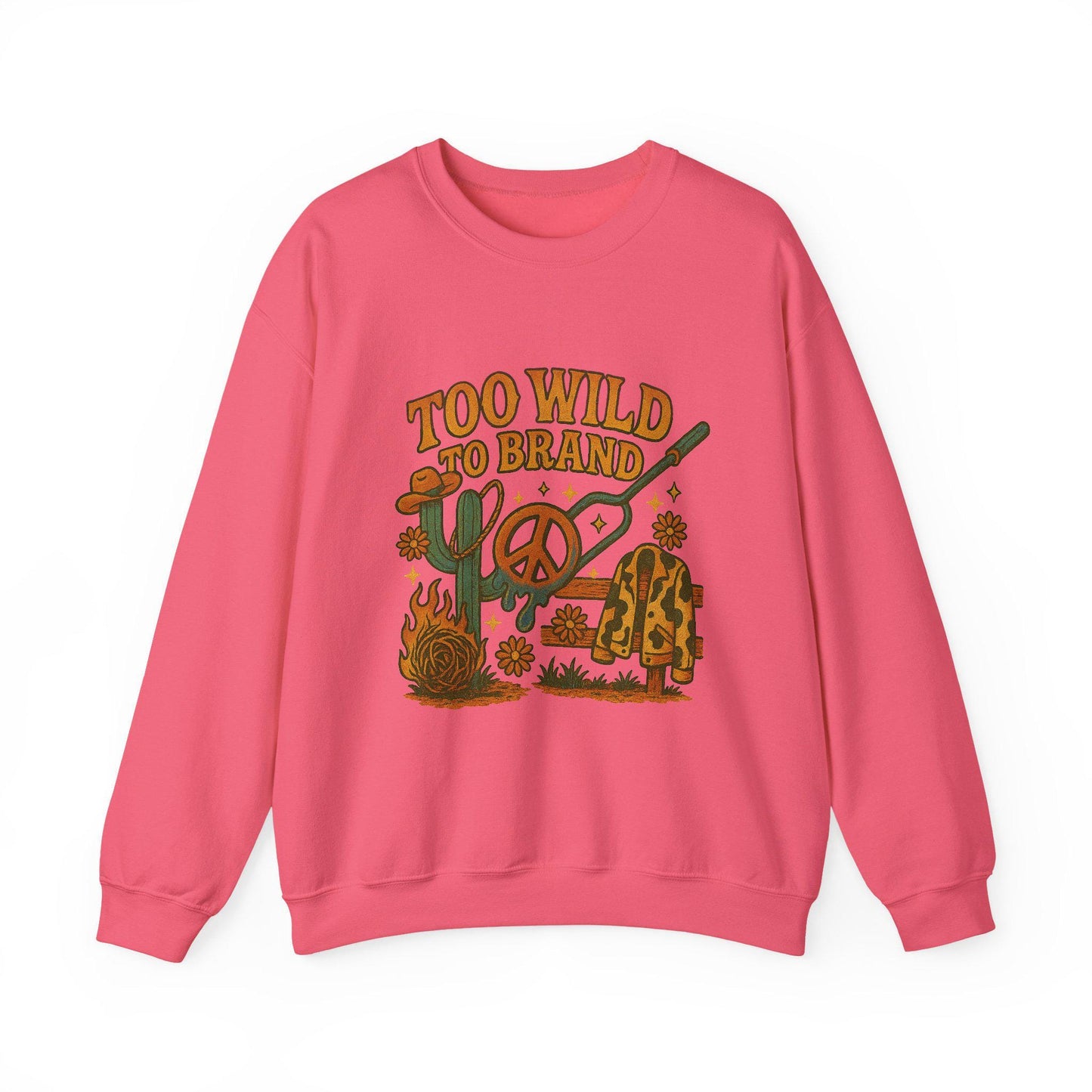 Groovy Western hippie cowgirl "too wild to brand" png graphic digital download for tshirt sublimation or dtf