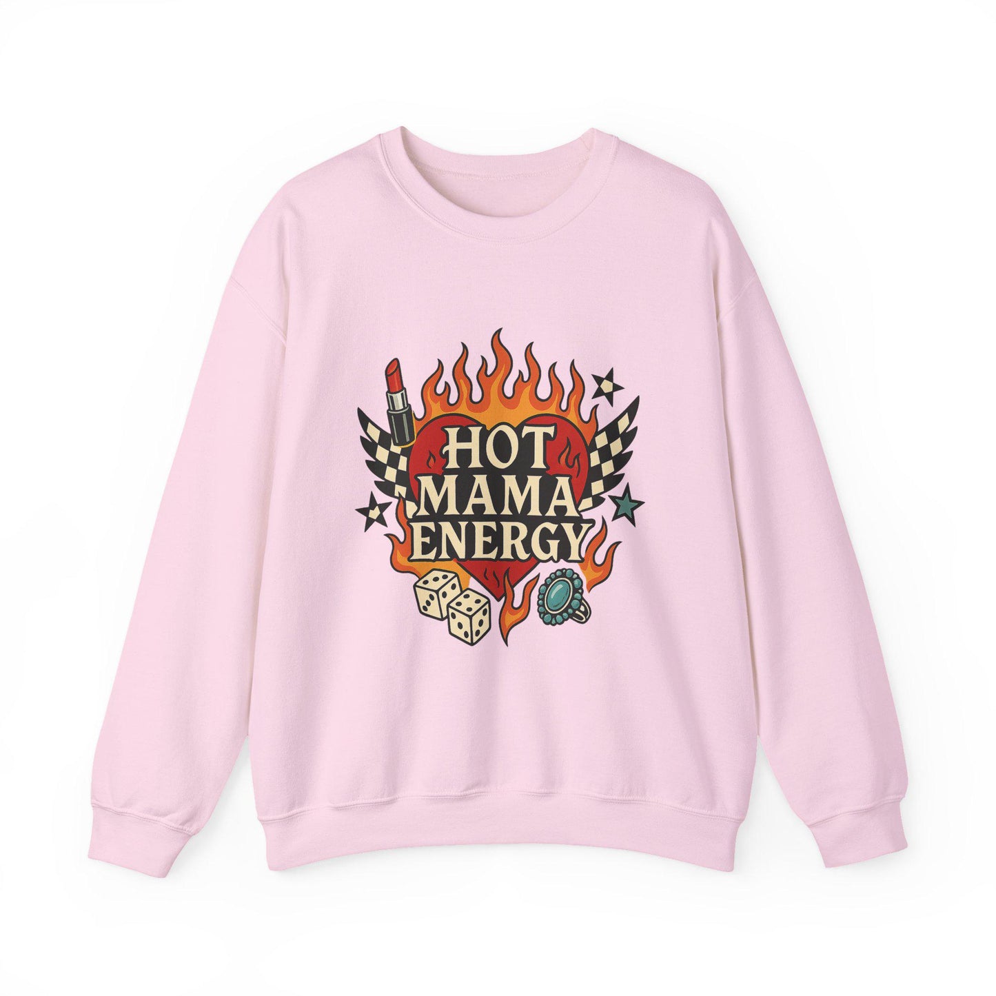 Edgy Hot mama energy flaming heart dice PNG graphic INSTANT digital download for tshirt sublimation or dtf