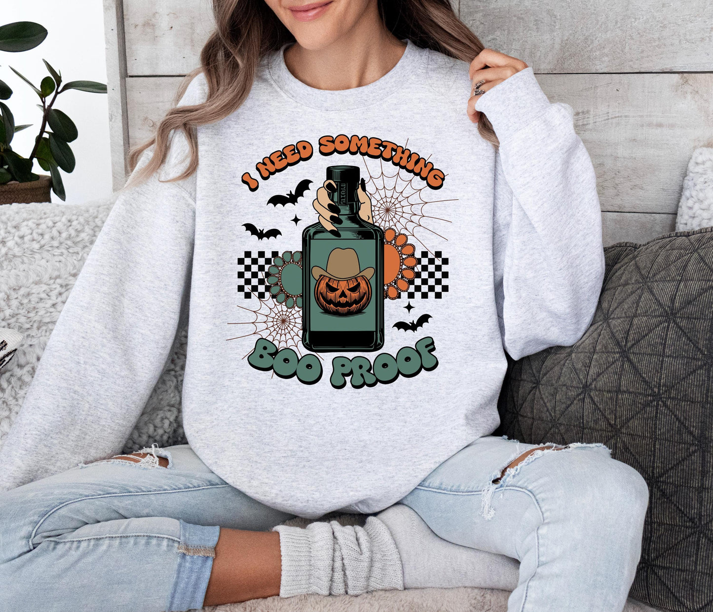 Western Halloween whiskey bottle turquoise spooky tshirt graphic png design instant digital download