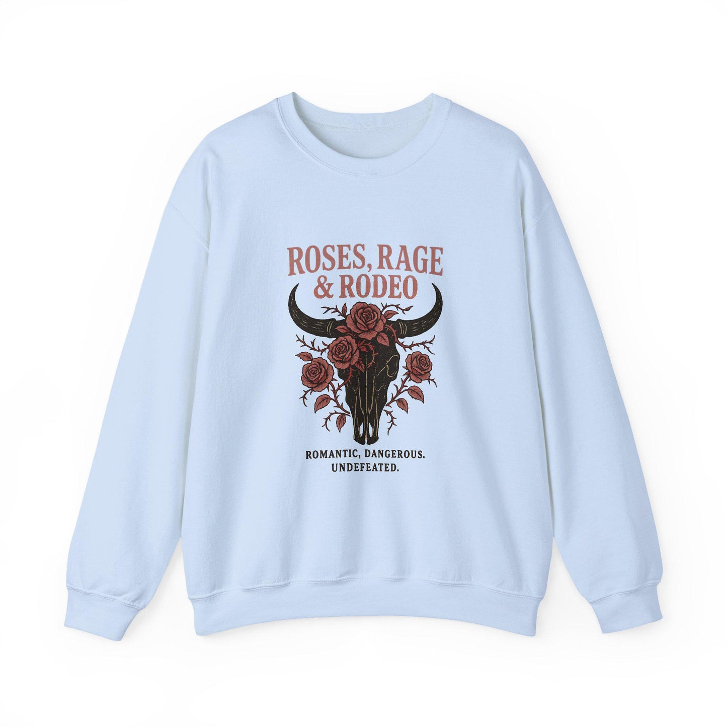 Western "roses, rage & rodeo" bull skull PNG graphic INSTANT digital download for tshit sublimation or dtf