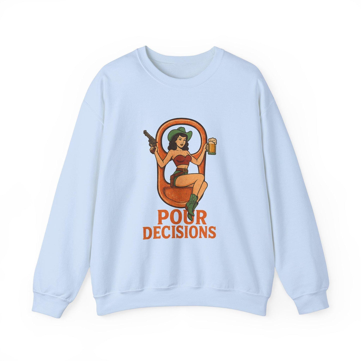Pour decisions western pinup cowgirl can tab pose graphic digital download for tshirt sublimation or dtf