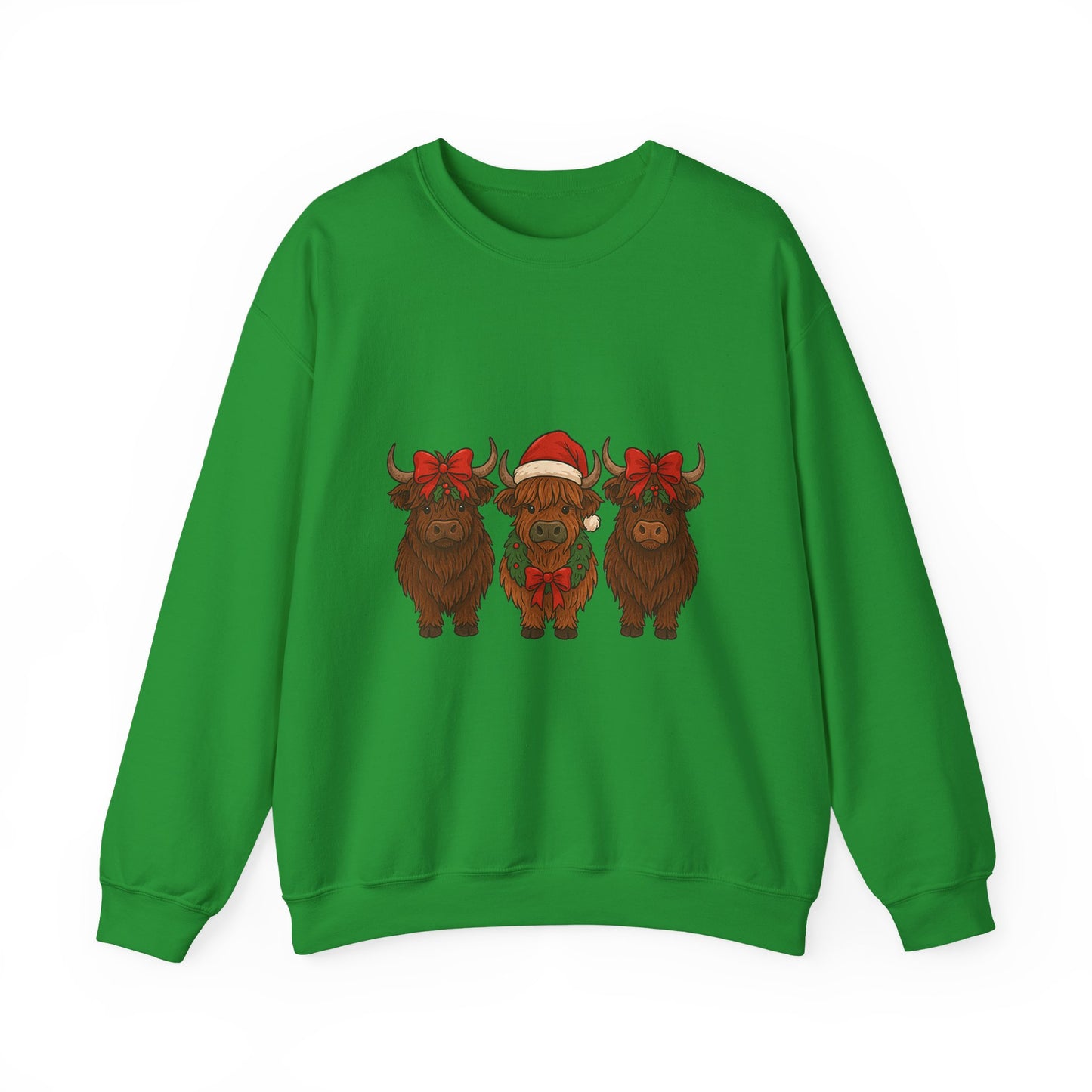 Christmas Highland Cow trio PNG | Cute Farm Cow Christmas Shirt Design | Festive Santa Hat Cows Sublimation | Holiday Farm Animal Clipart