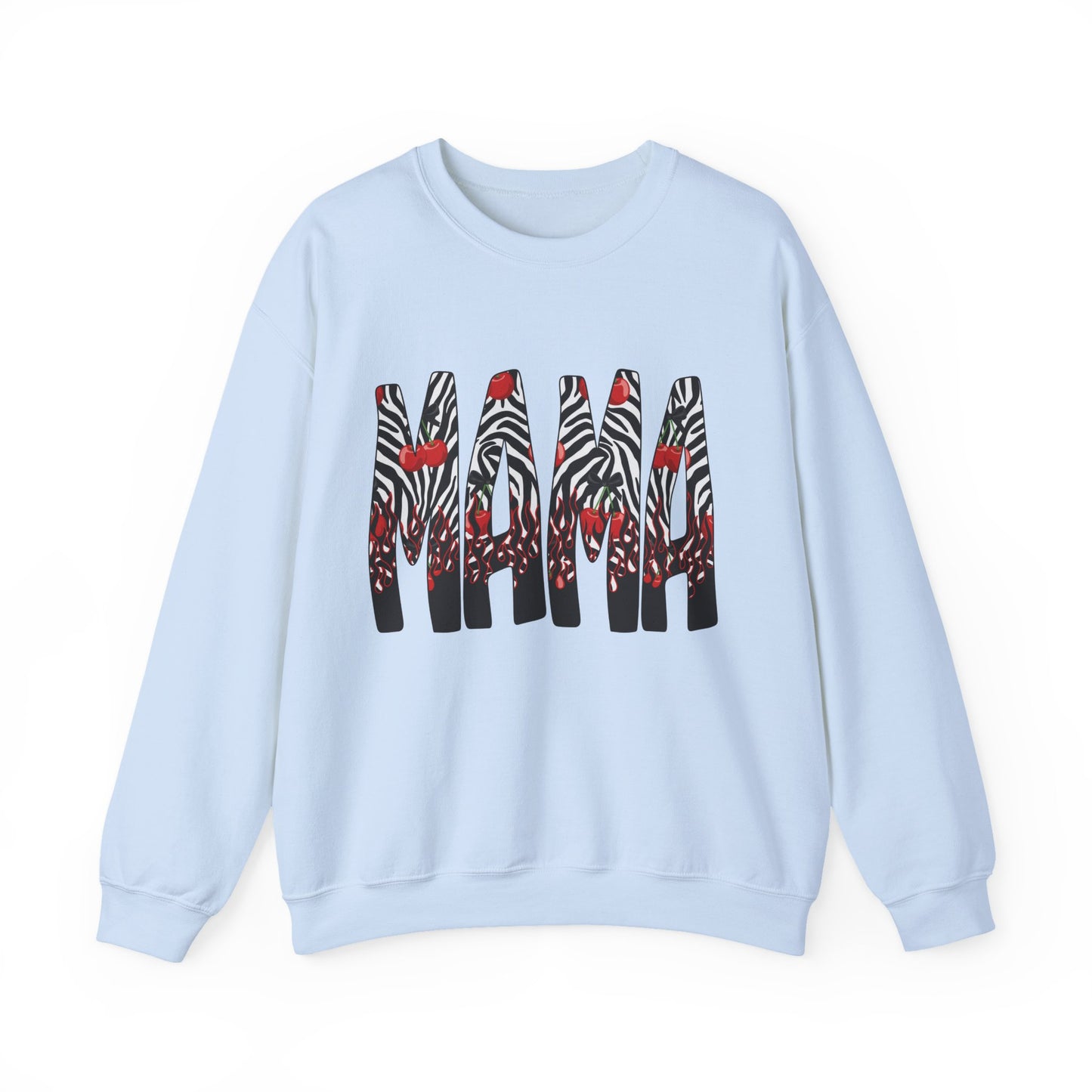 Mama Zebra Print Crewneck Sweatshirt — Bold Animal Print Mom Sweater
