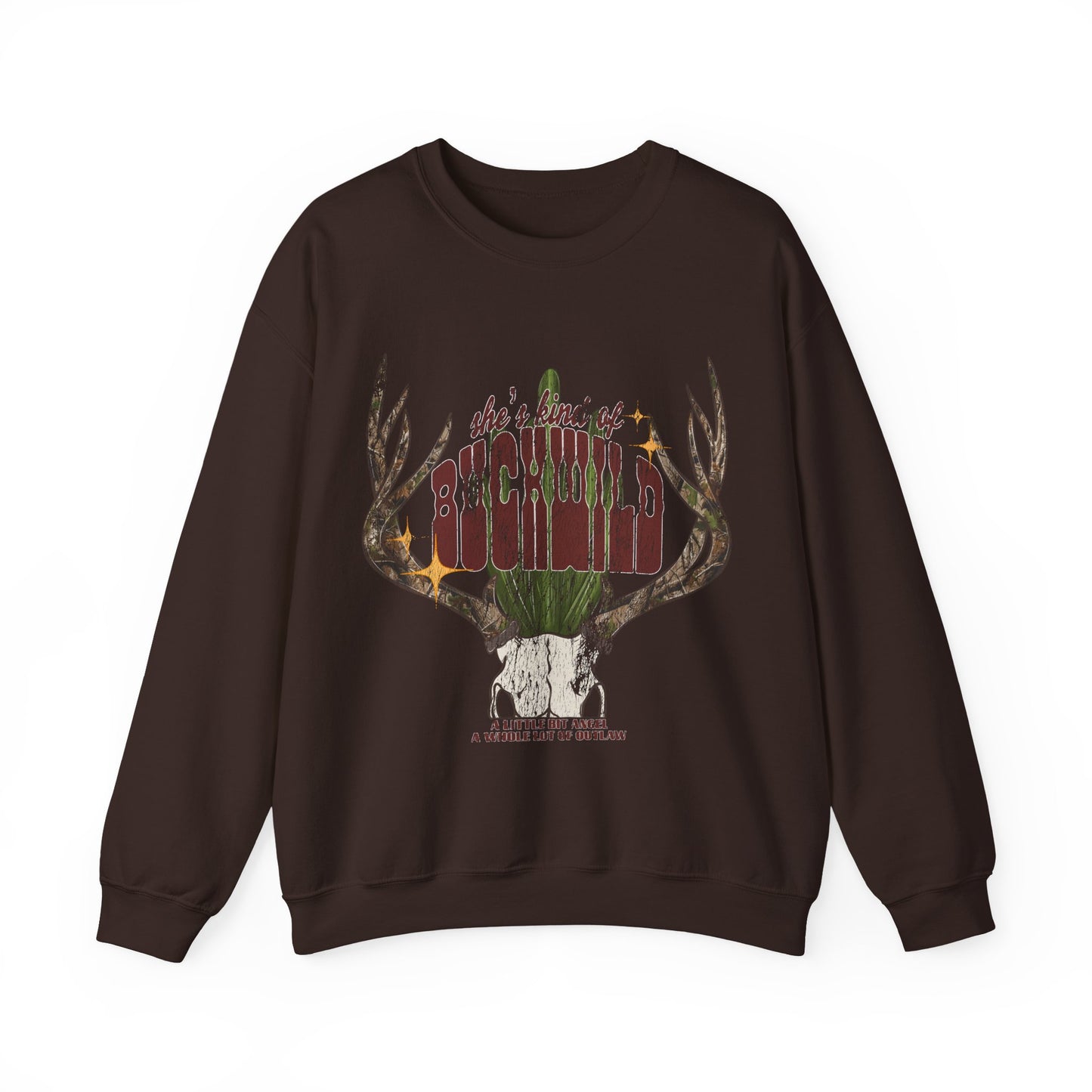 Deer Antler Desert Scene "She Kinda Buckwild" Crewneck Sweatshirt