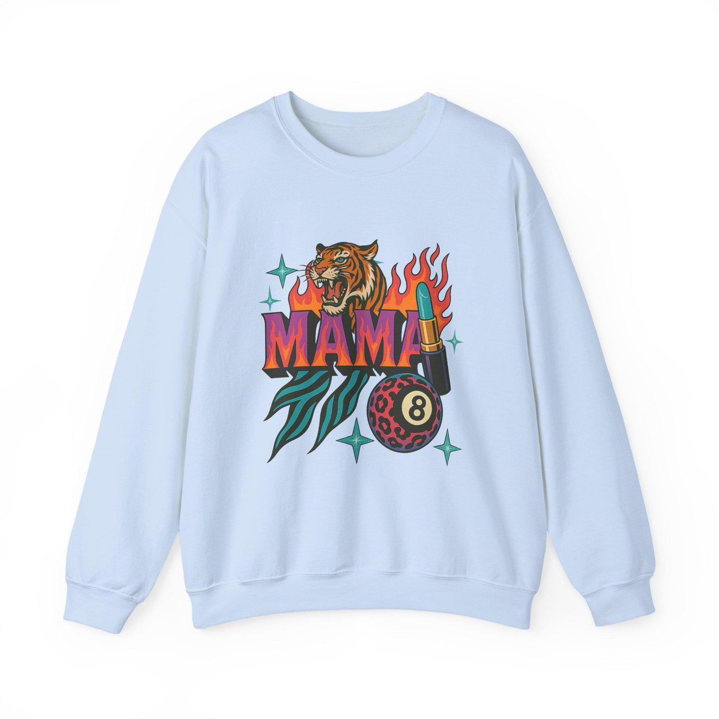 Edgy flaming mama tiger 8ball PNG graphic INSTANT digital download for tshirt sublimation or dtf