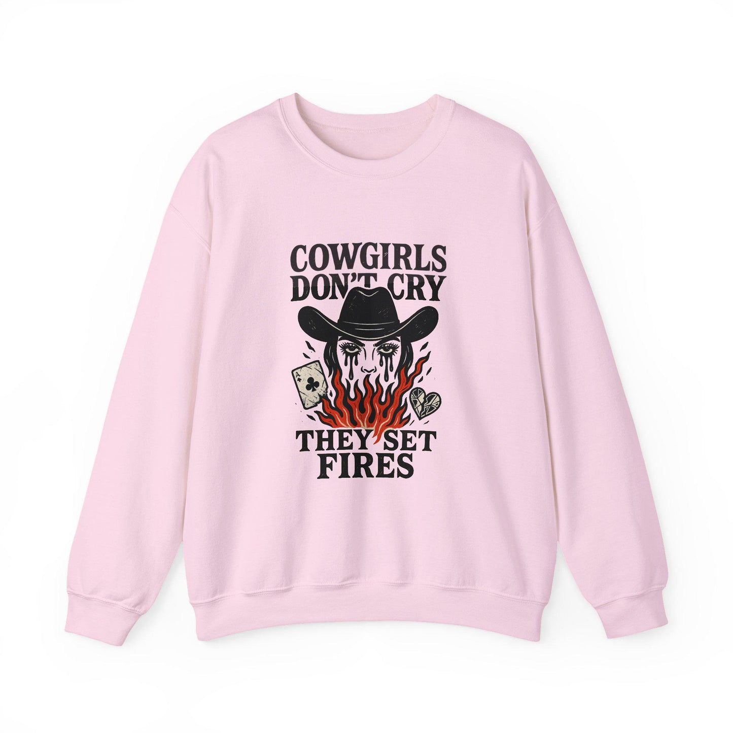 Western "cowgirls dont cry, they set fires" flaming cowgirl cards PNG graphic INSTANT digital download for tshirt sublimation or dtf