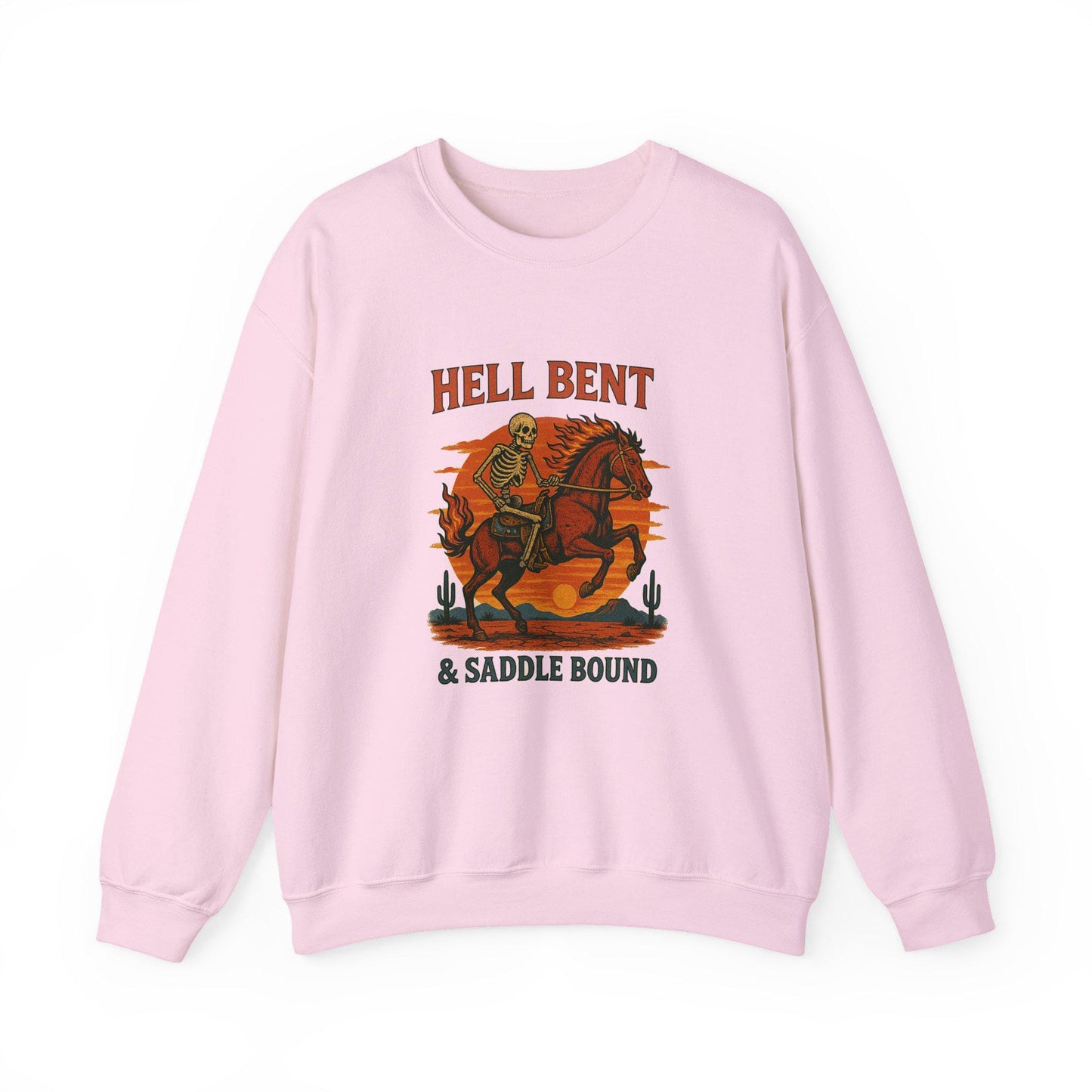 Western hell bent & saddle doubt skeleton cowboy desert png graphic INSTANT digital download for tshirt sublimation or dtf