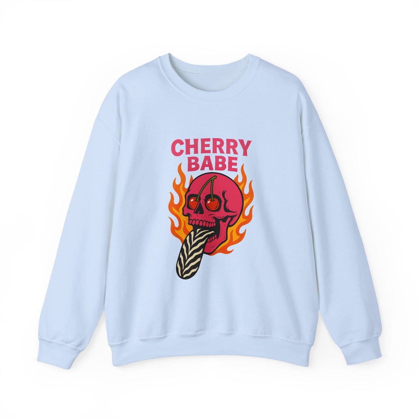 Edgy Cherry babe pink flaming skull zebra tongue PNG graphic INSTANT digital download for tshirt sublimation or dtf