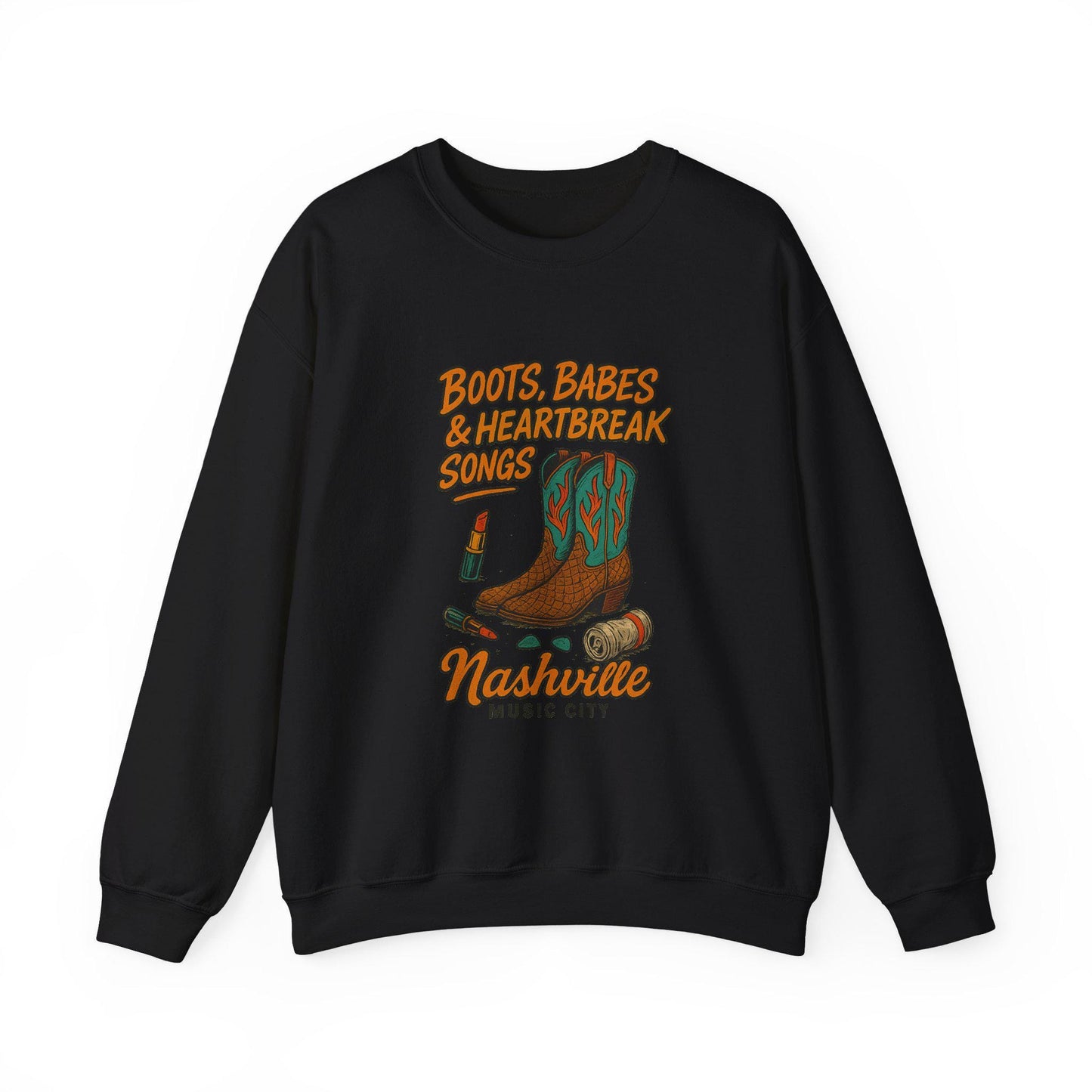 Nashville meets western "boots, babes, & heartbreak songs" boots lipstick beer can turquoise INSTANT download for tshirt sublimation or dtf