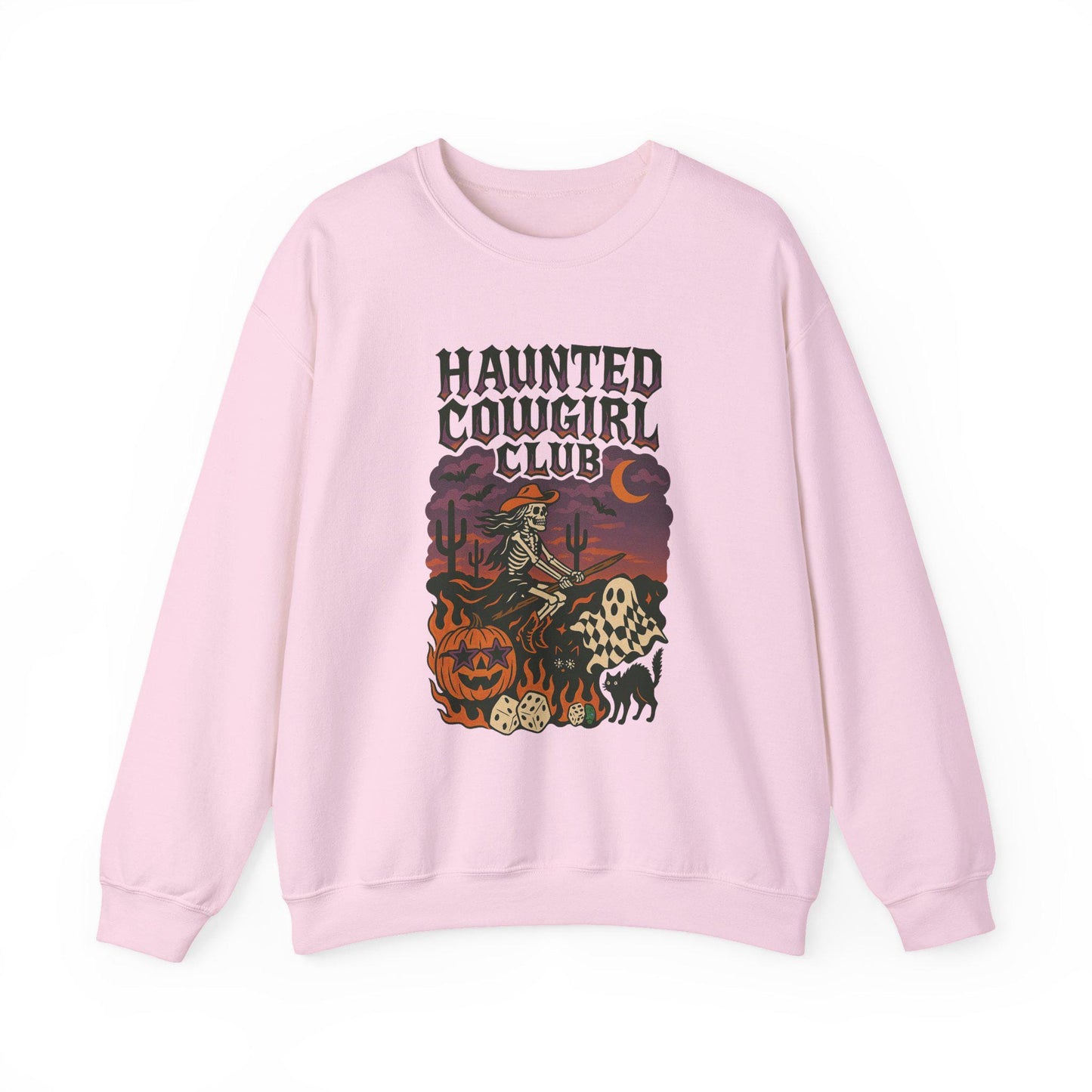 Western halloween "haunted cowgirl club" desert ghost pumpkin dice edgy yallternative PNG graphic digital download for tshirt sublimation