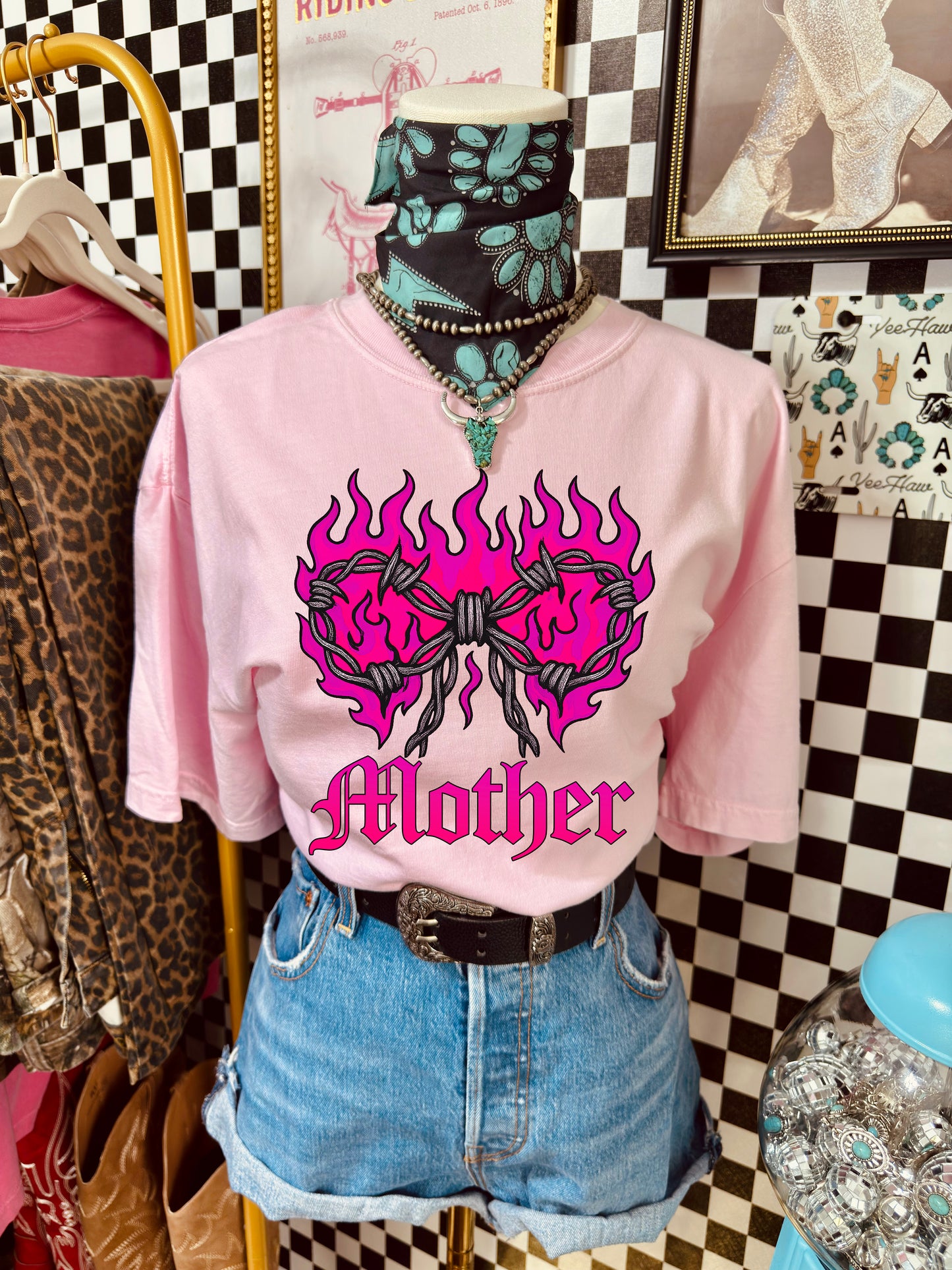 Western Pink Mother Flame PNG | Barbed Wire Mother Flame Graphic | Yallternative Design