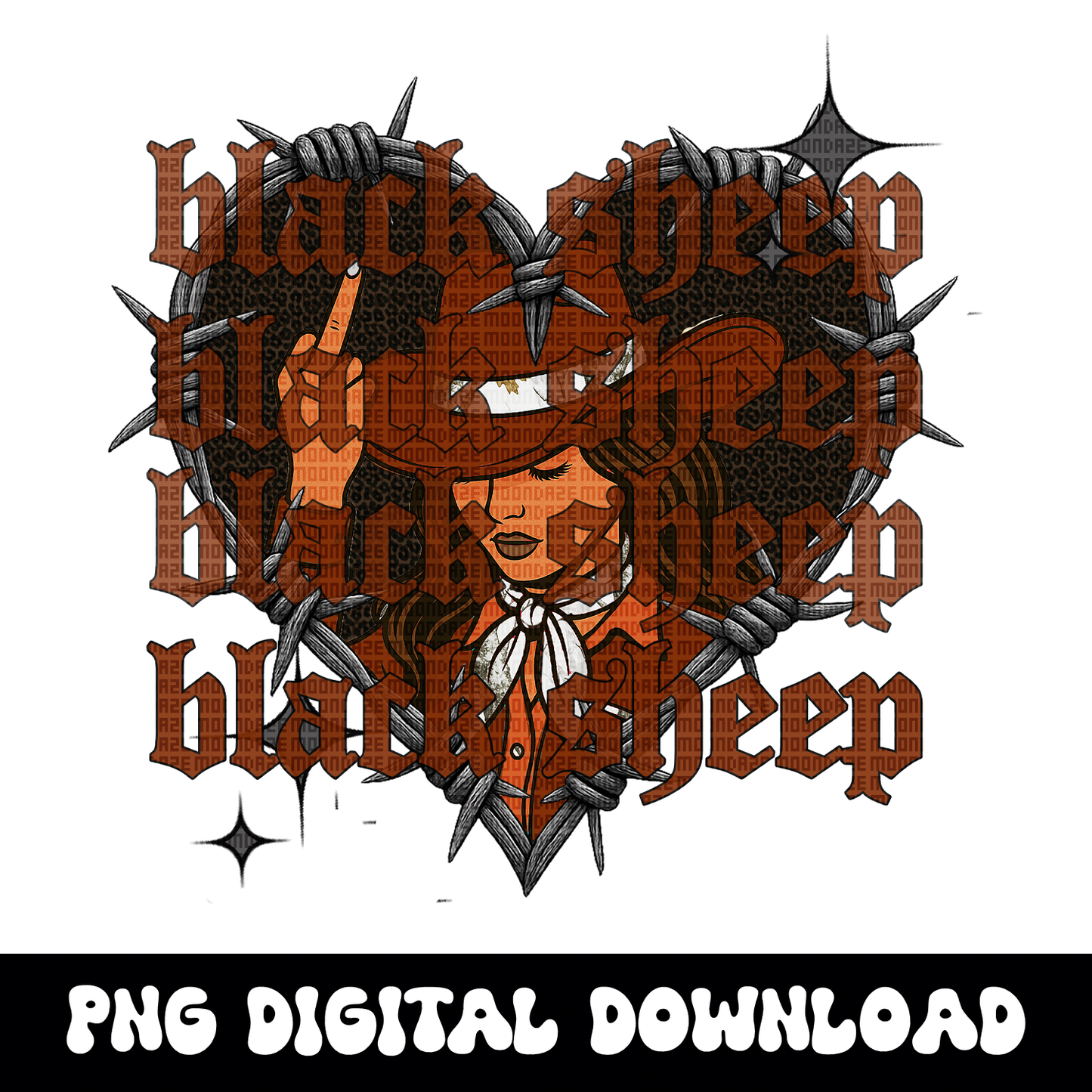 Black Sheep Cowgirl PNG | Edgy Western Graphic | Yallternative Camo Design | Instant Digital Download