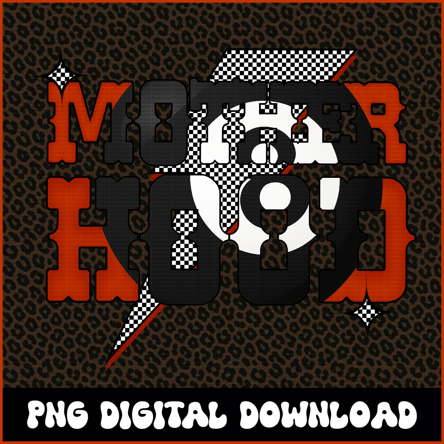 MotherHood 8ball Graphic | Mama Checker Design | Trendy Edgy MOM PNG Sublimation