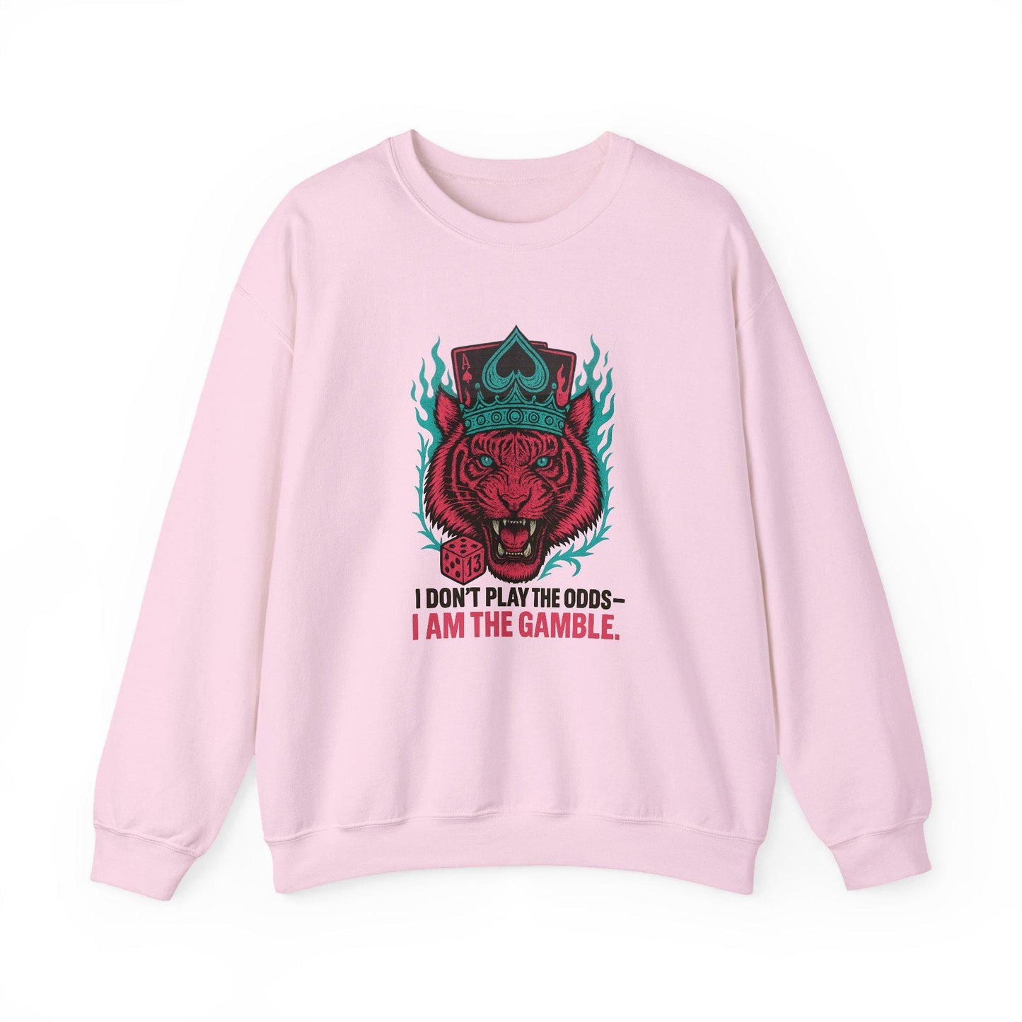 Edgy Pink Tiger spade crown cards dice PNG graphic INSTANT digital download for tshirt sublimation or dtf