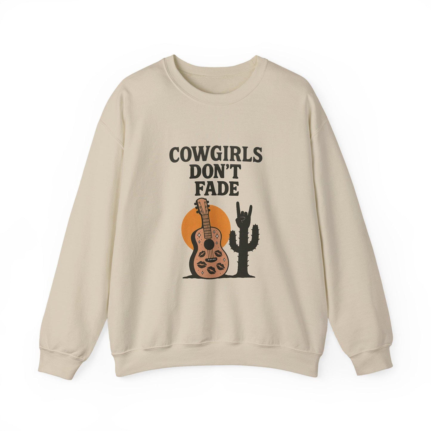 Western "Cowgirls dont fade" guitar and rock on cactus desert PNG graphic INSTANT digital download for tshirt sublimation or dtf