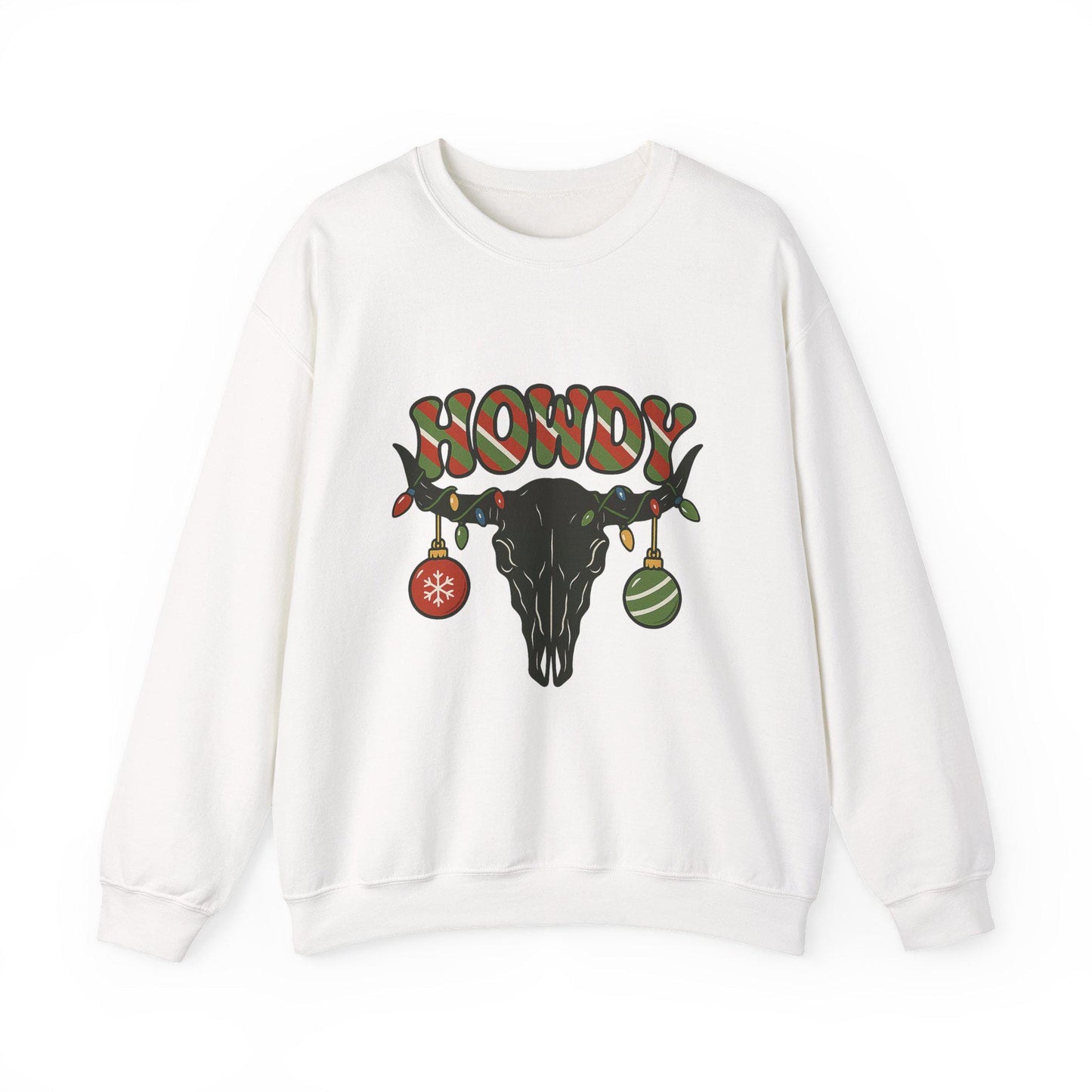 Western Christmas ornament and lights bull skull PNG graphic INSTANT digital download for tshirt sublimation or dtf