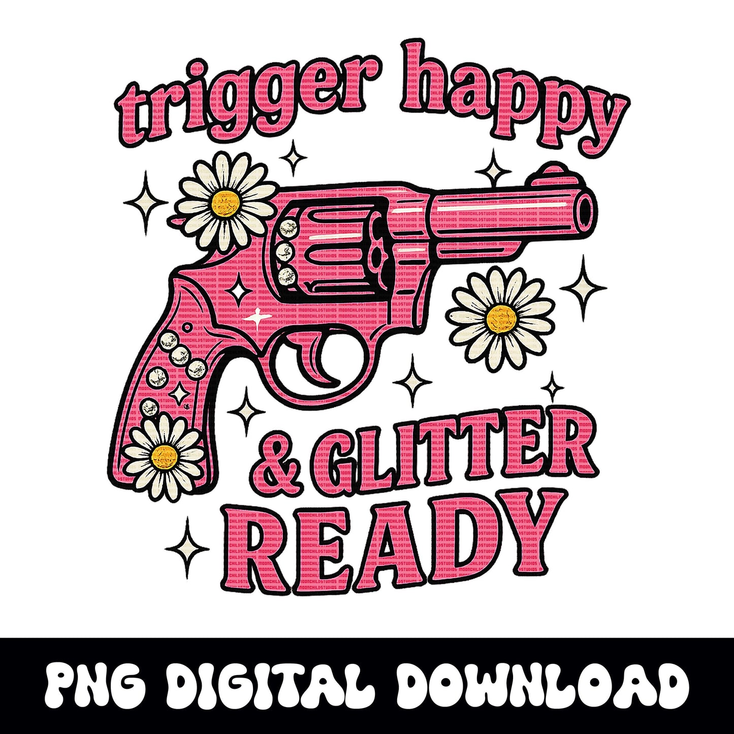 Western pink rhinestone revolver png graphic INSTANT digital download for tshirt sublimation or dtf