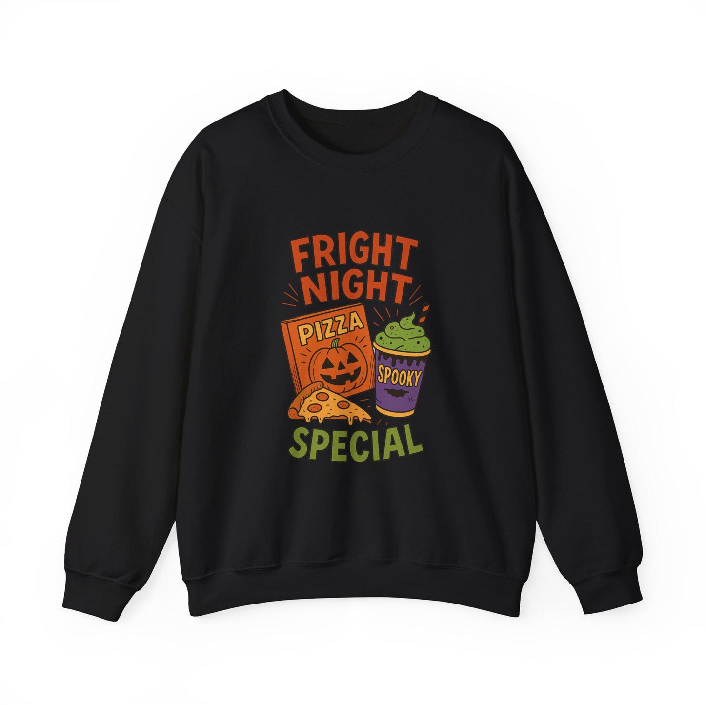 Halloween/fall "fright night special" pizza and drink PNG graphic digital download for tshirt sublimation or dtf