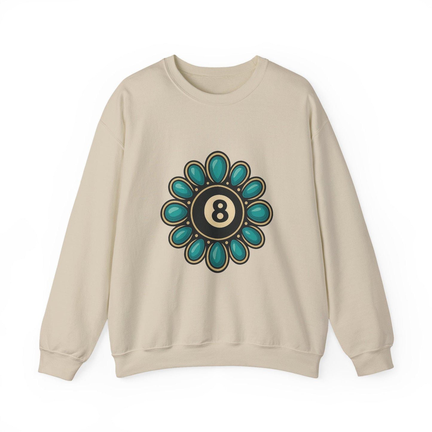 Turquoise 8 Ball Flower PNG | Western Retro Graphic | Sublimation or DTF Digital Download for T-Shirts and Crafts