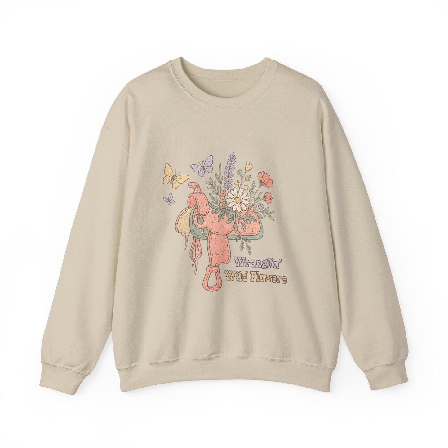 Western "Wranglin' Wildflowers" pastel floral saddle butterfly PNG graphic INSTANT digital download for tshirt sublimation or dtf
