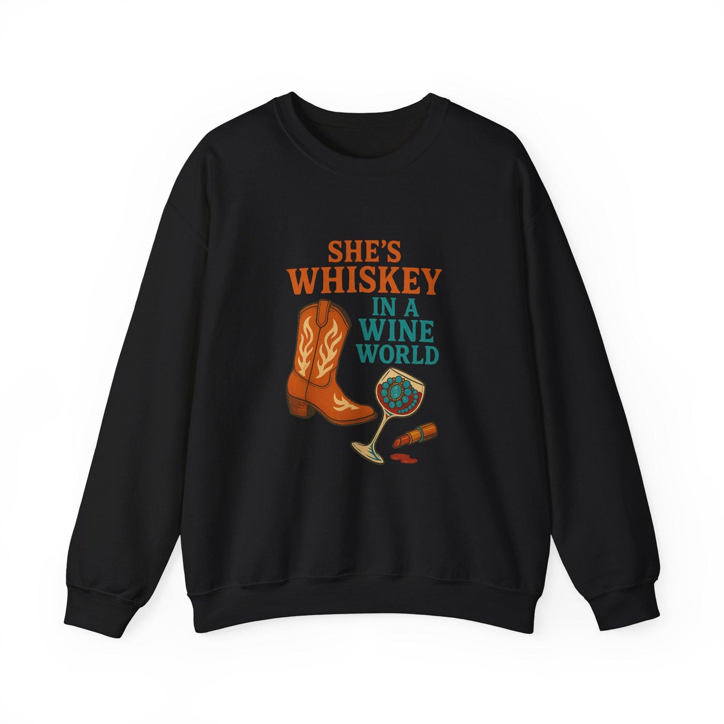 Western "shes whiskey in a wine world" cowgirl turquoise lipstick PNG graphic INSTANT digital download for tshirt sublimation or dtf