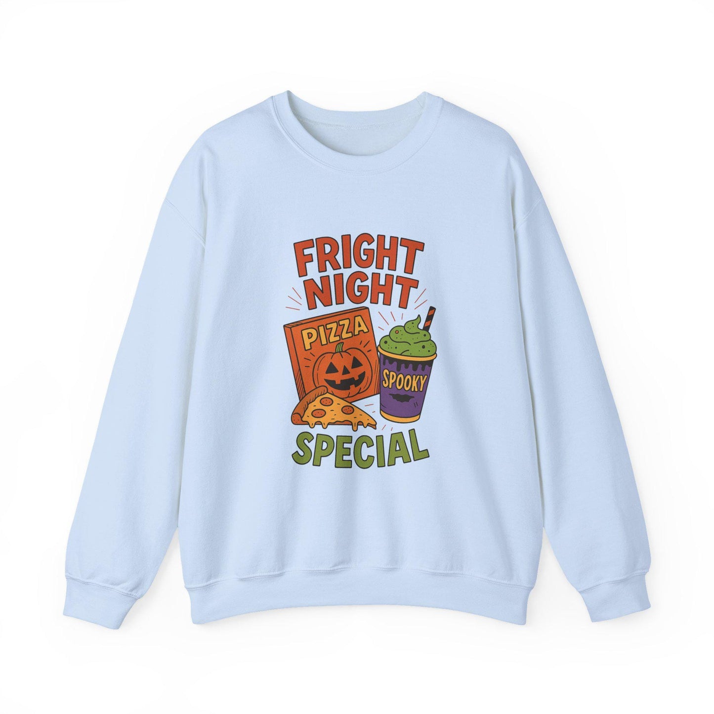 Halloween/fall "fright night special" pizza and drink PNG graphic digital download for tshirt sublimation or dtf