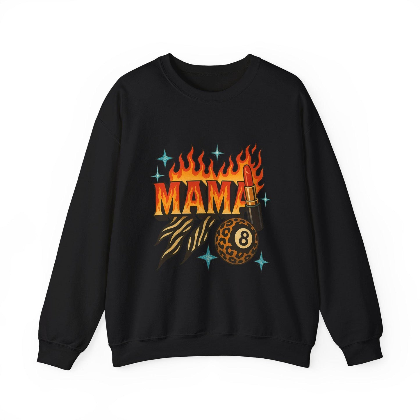 Edgy Flaming MAMA 8ball lipstick cheetah print zebra print PNG graphic INSTANT digital download for tshirt sublimation or dtf