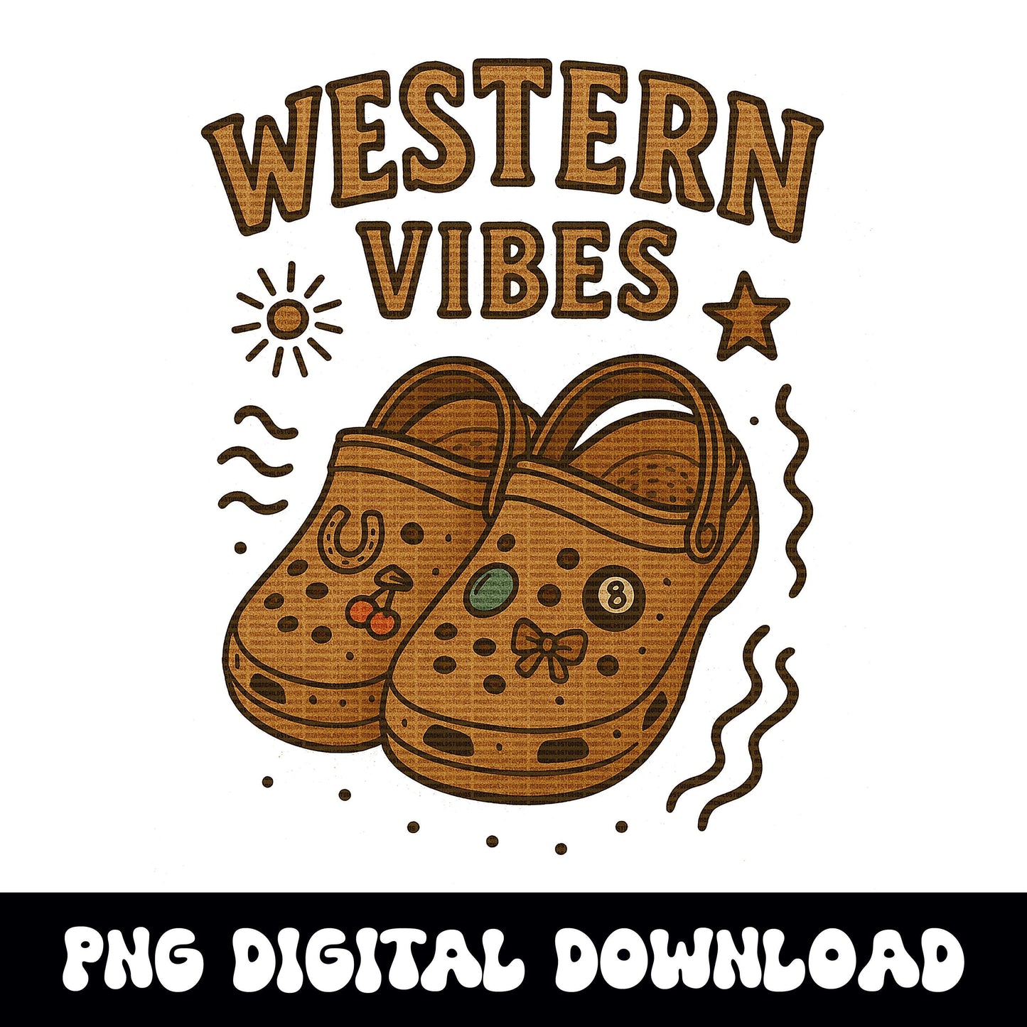 Western vibes cowgirl crocs png graphic digital download for tshirt sublimation or dtf