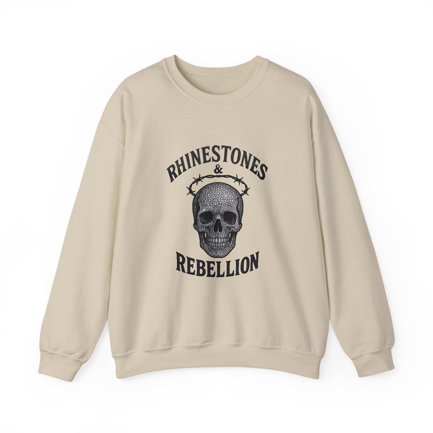 Edgy Rhinestones & rebellion rhinestone skull western png graphic digital download for tshirt sublimation or dtf