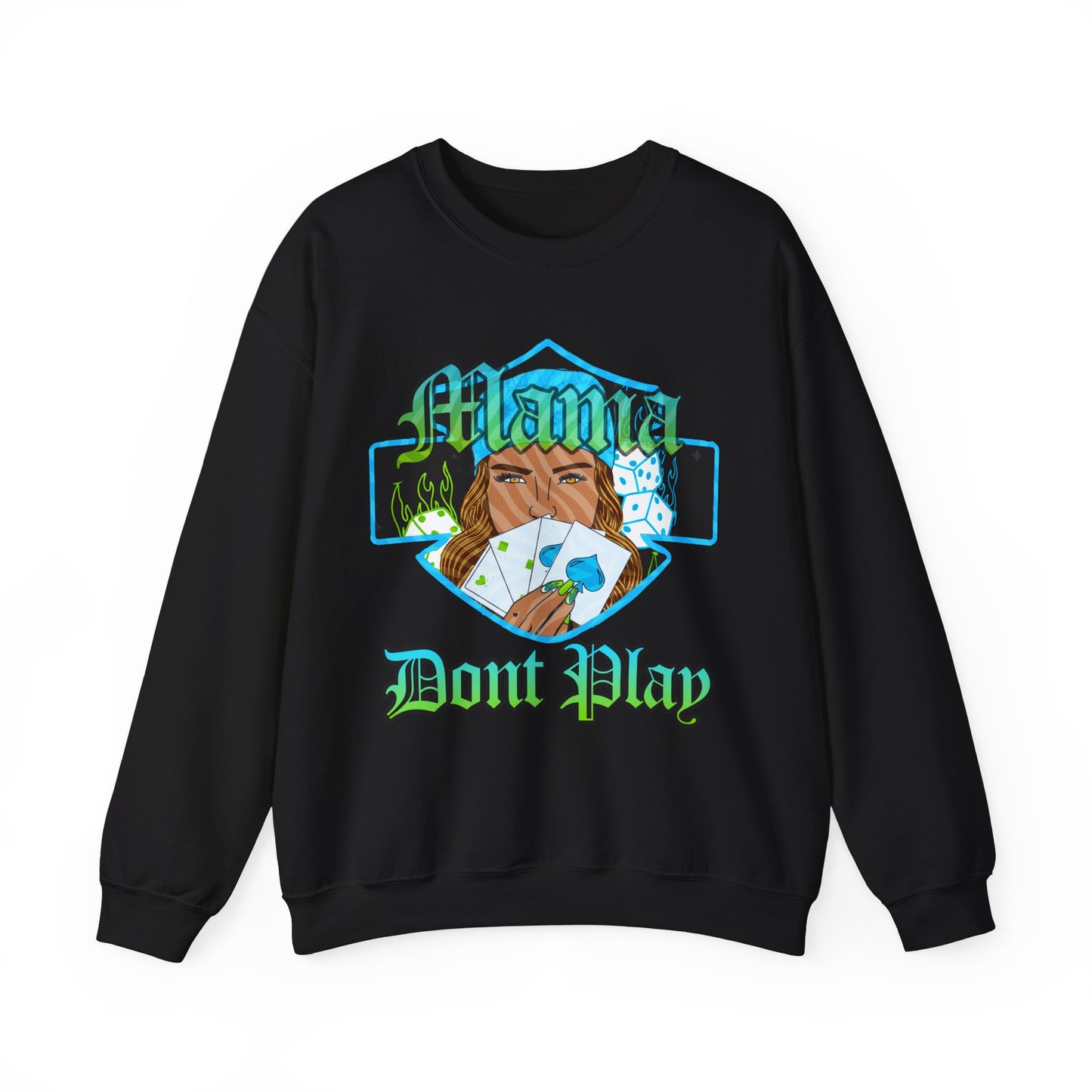 Sweatshirt — 'Mama Don't Play' Poker Graphic Crewneck