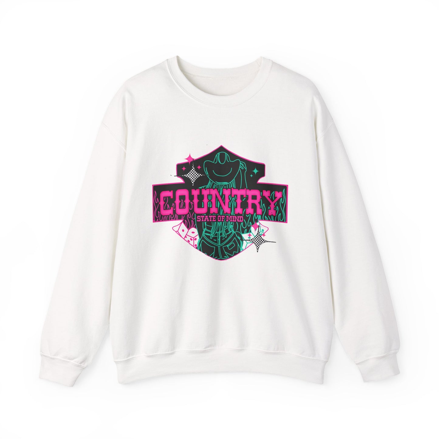 Country Music Crewneck Sweatshirt — 'Country' Retro Rodeo Graphic