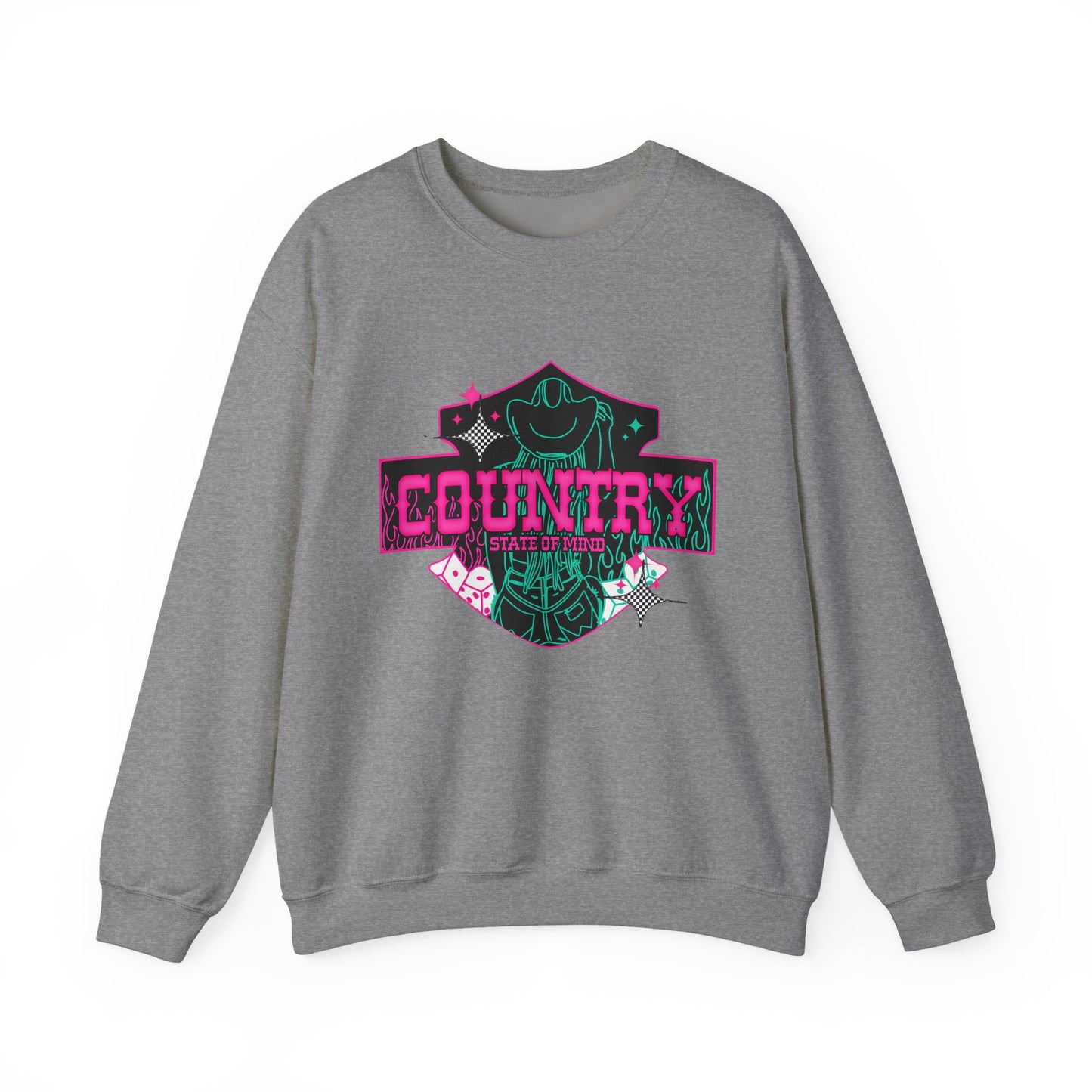 Country Music Crewneck Sweatshirt — 'Country' Retro Rodeo Graphic