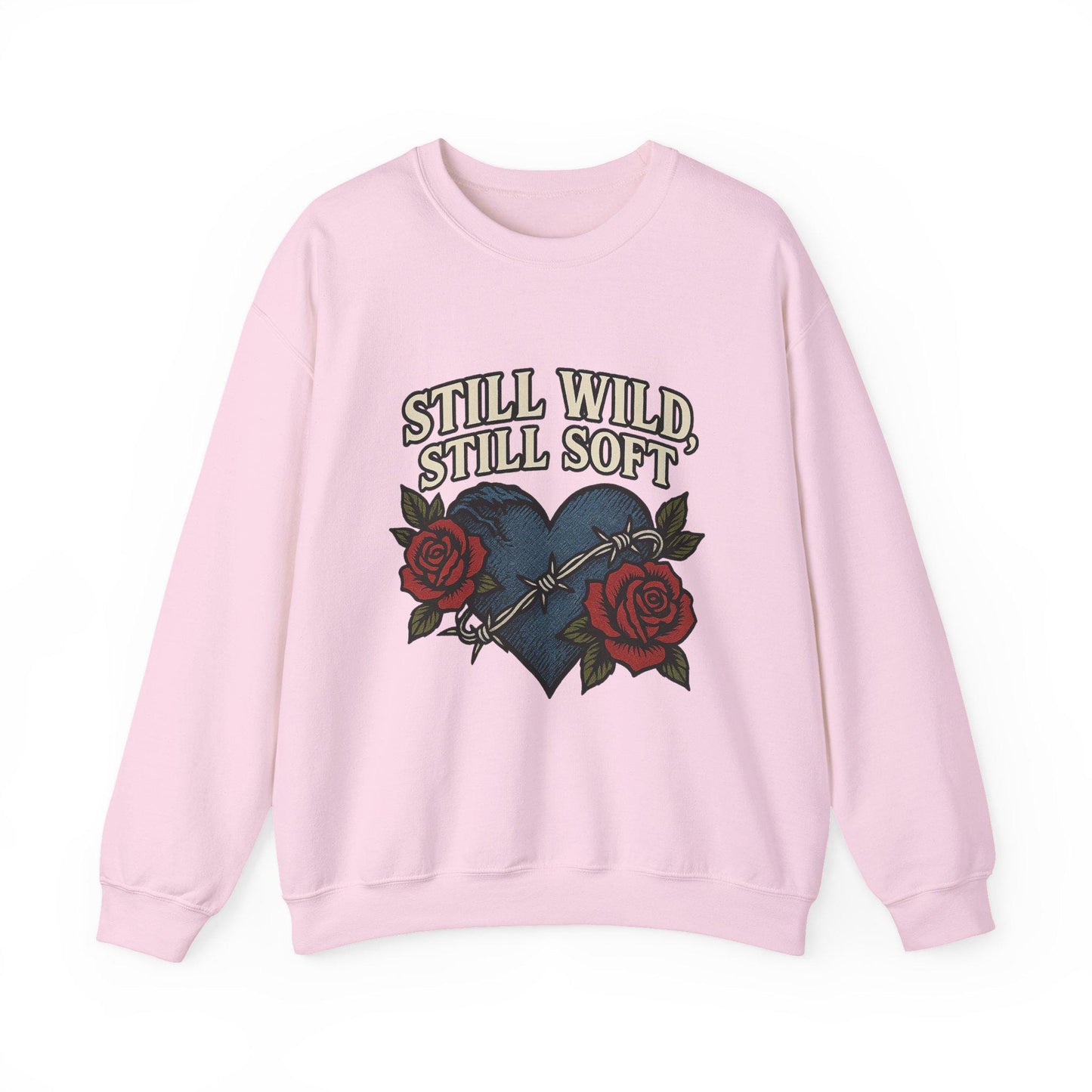 Western "still wild, still soft" denim heart & rose PNG graphic INSTANT digital download for tshirt sublimation or dtf