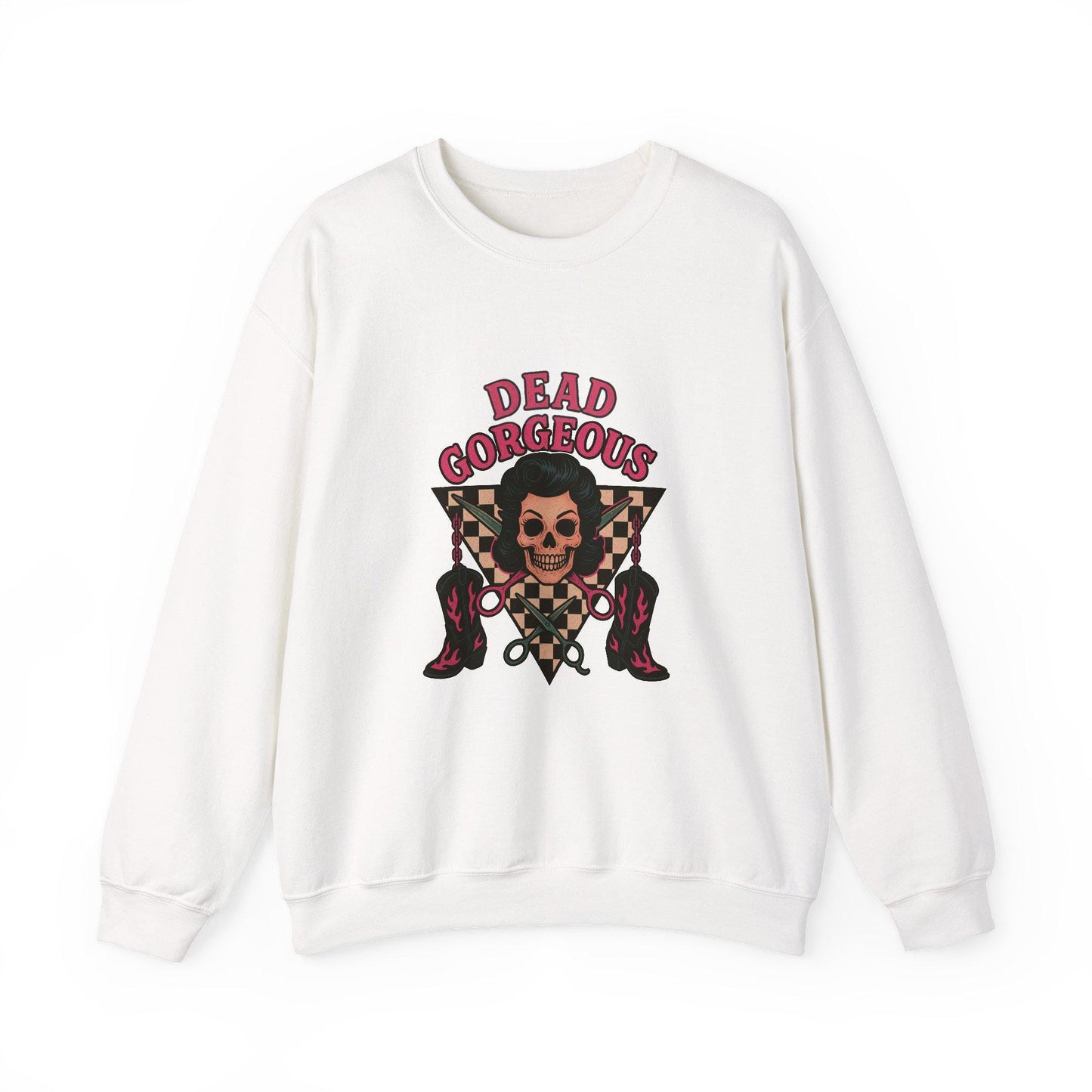 Western "dead gorgeous" yallternative retro pinup woman skull checkered png graphic INSTANT digital download for tshirt sublimation or dtf