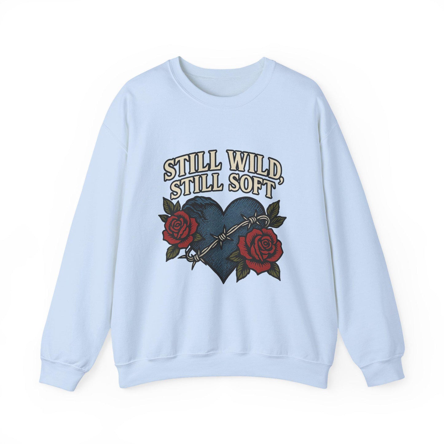 Western "still wild, still soft" denim heart & rose PNG graphic INSTANT digital download for tshirt sublimation or dtf