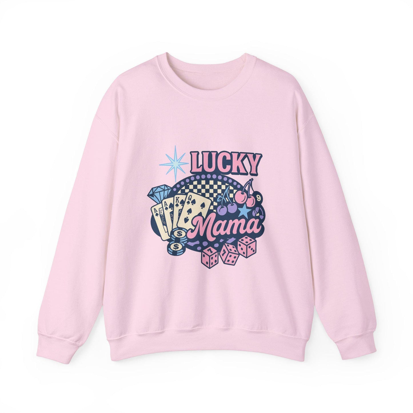Trendy casino cherry "LUCKY MAMA" png graphic digital download for tshirt sublimation or dtf