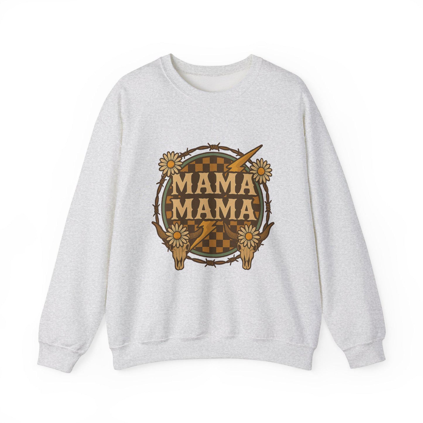 MAMA western daisy bull checkered lightning png design digital download for sublimation or dtf