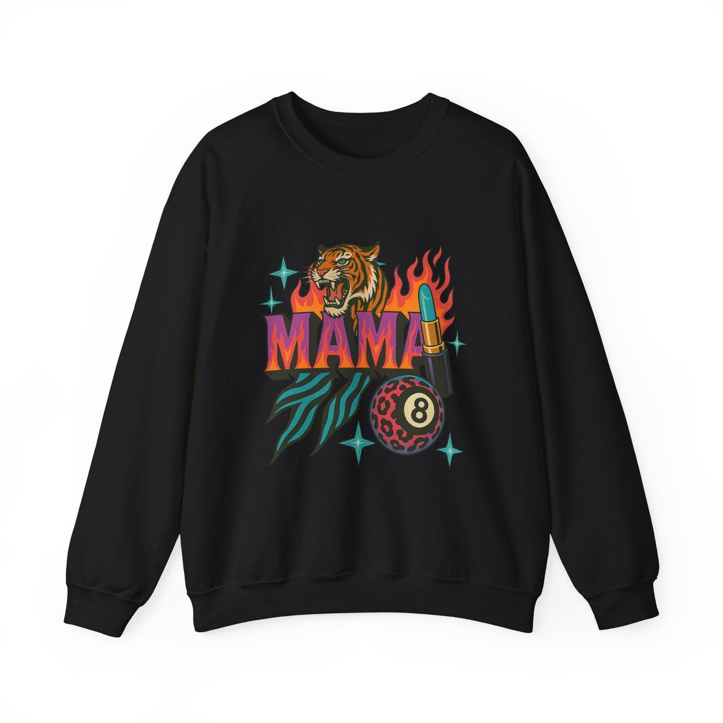Edgy flaming mama tiger 8ball PNG graphic INSTANT digital download for tshirt sublimation or dtf