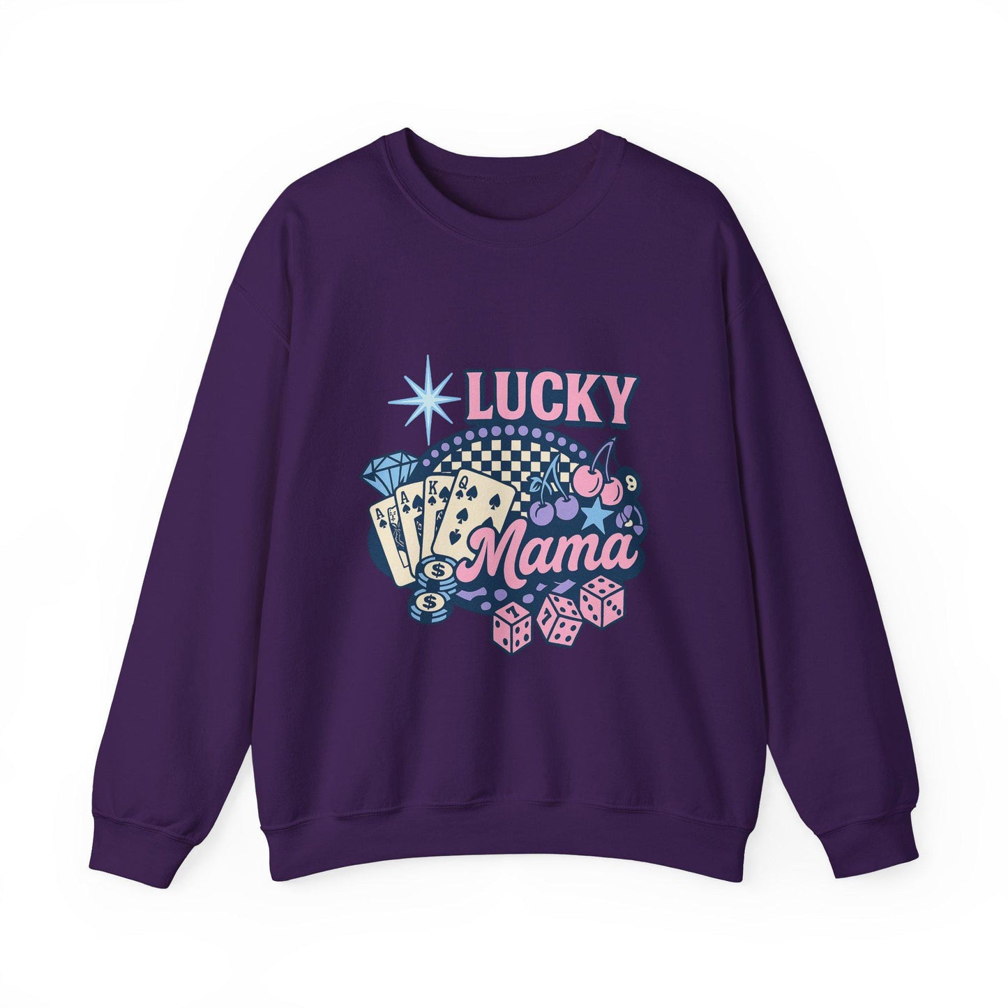 Trendy casino cherry "LUCKY MAMA" png graphic digital download for tshirt sublimation or dtf