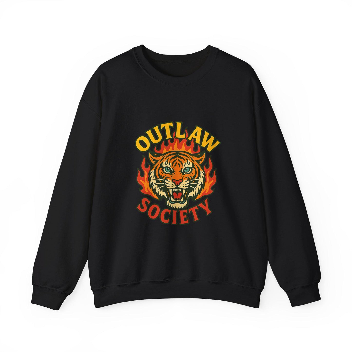 Edgy yallternative outlaw society flaming tiger PNG graphic INSTANT digital download for tshirt sublimation or dtf