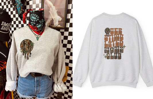 Crewneck Sweatshirt — 'Over Stimulated Mom's Club' Retro Drip Design